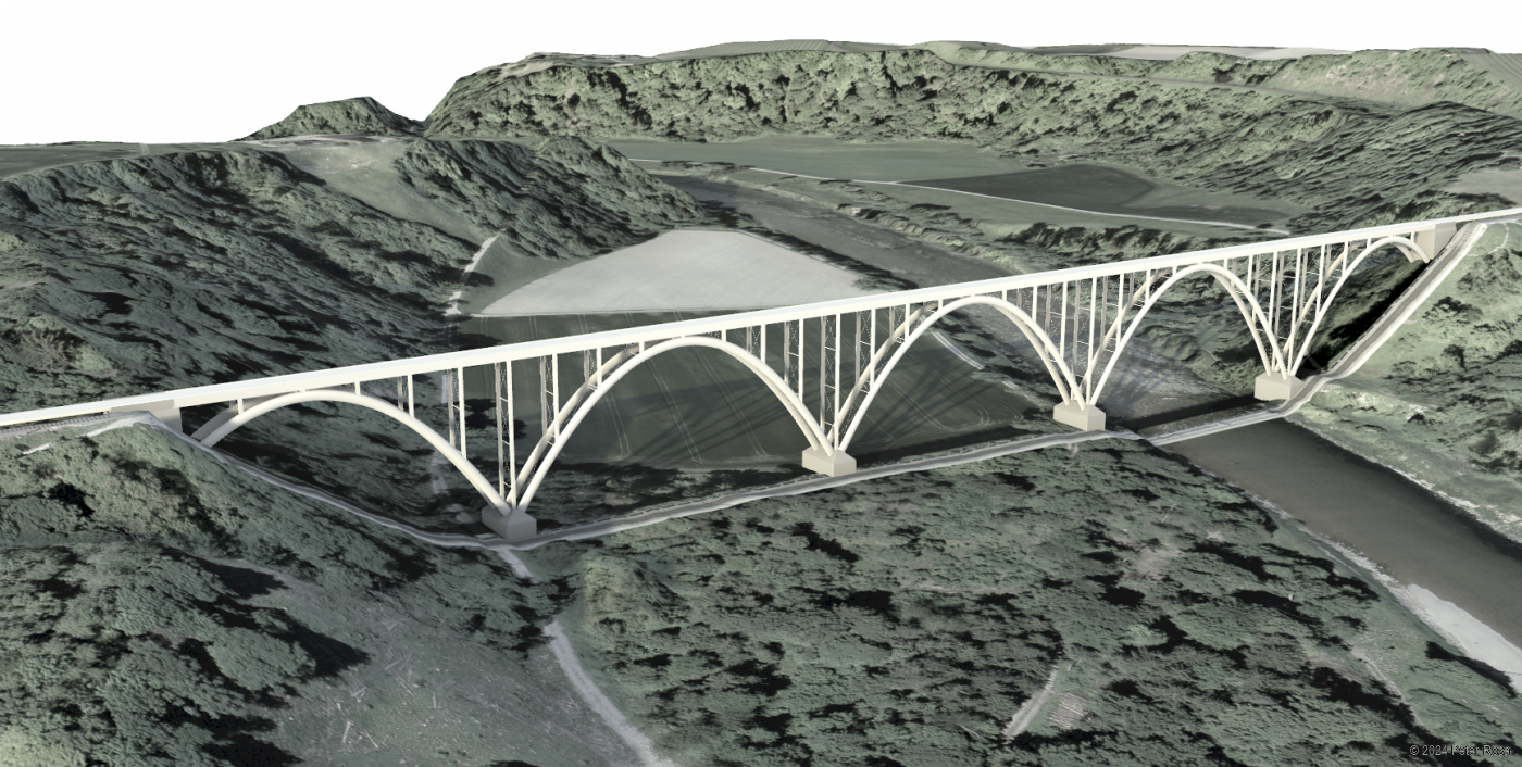 Thurbrücke Ossingen - Étude de faisabilité pour le remplacement d’un viaduc ferroviaire - 3. Pont en arc métallique de petites portées (fr)